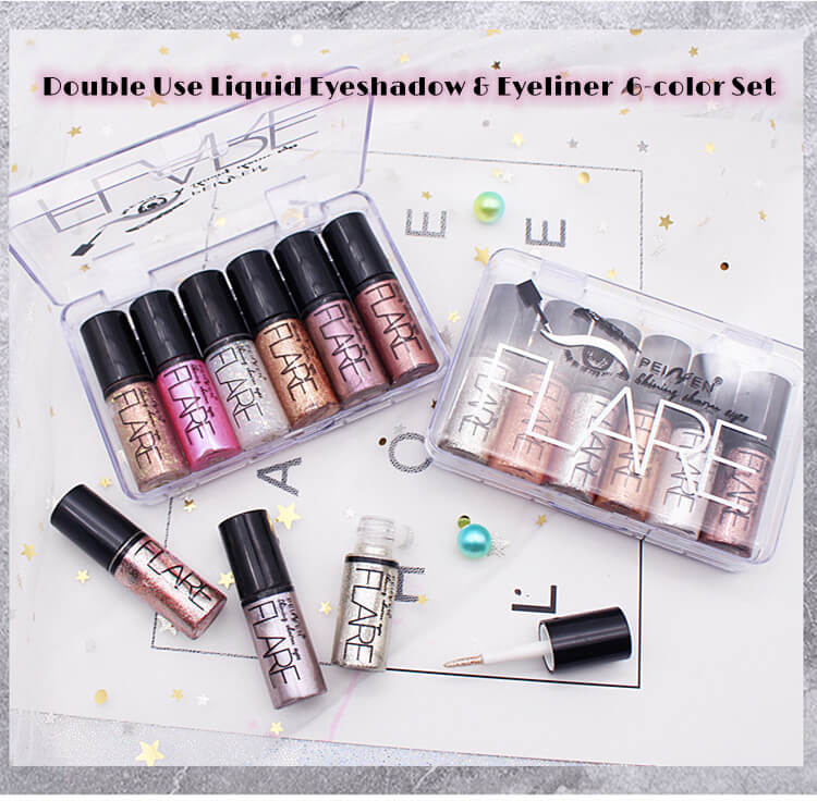 Double Use Liquid Eyeshadow & Eyeliner 6-Color Set