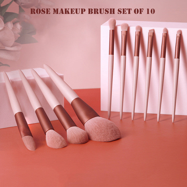 Rose Makeup Brush Set Of 10