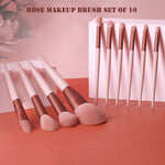 Rose Makeup Brush Set Of 10