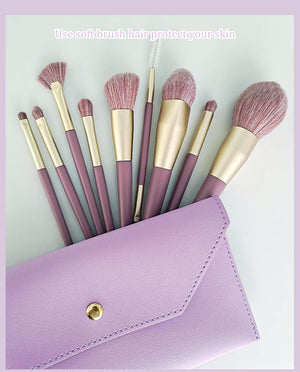 Lavender Makeup Brush Set Of 9